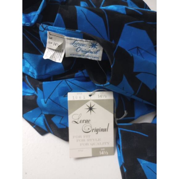 Vintage Dress 14 1/2 Blue Black Formal Lorac Original Division Lady Carol - Picture 9 of 14